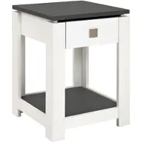 Haku Bijzettafel Marius 40x40cm, 1 lade - wit/antraciet