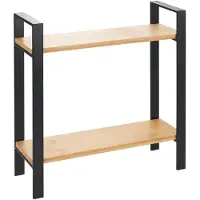 Wenko Keukenrek Lou Recht model in mat zwart staal en FSC gecertificeerd bamboe 32x33x11cm - 2 niveaus - Keukenrek Staand - Keukenorganizer