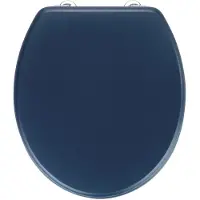 Wenko WC bril Prima - mat donkerblauw MDF - FSC hout - RVS scharnieren - Toiletbril - Toiletzitting - Donkerblauw - Navyblauw