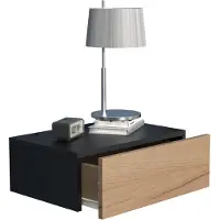 Hioshop UsalM45 nachtkastje wandmontage 1 lade zwart, eik decor.