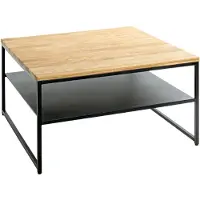 Haku salontafel, eikenhout, zwart - Massief hout, metaal, B/H/D: 70x40x70 cm