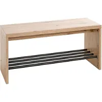 Haku schoenenbank, voor maximaal 3 paar schoenen, totaal draagvermogen 85 kg, B 800 x D 300 x H 400 mm, staal/hout, decor zwart/licht eiken