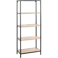 Haku stellingkast, 4 legborden, elk belastbaar tot 15 kg, B 640 x D 350 x H 1670 mm, staal/hout, decor zwart/licht eiken
