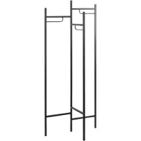 Haku kapstok, 3 kleerhangers met 5 kg draagvermogen per zijpaneel, B 700 x D 360 x H 1700 mm, stalen buis, zwart gelakt