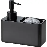Wenko Zwarte zeepdispenser met sponshouder - 150 ml