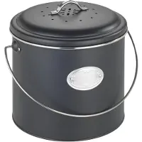Wenko Bio-afvalbak Model Nero Compostemmer van metaal, incl. 3 actieve koolfilters om te vervangen, 6 L
