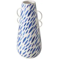 Boltze Modern vaasje wit met blauw keramiek 22 cm
