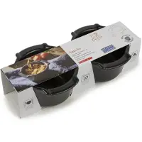 Hamelin Appolia Set Van 2 Ovenschalen - 0,20 L - Satijnzwart - Keramiek