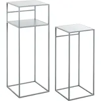Haku bijzettafelset, set van 2, vierkant, B 260/300 x D 260/300 x H 630/850 mm, staalbuis/metaal gepoedercoat, grijs