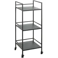 Haku Verrijdbare bijzettafel , 3 legborden, elk belastbaar tot 8 kg, B 350 x D 350 x H 920 mm, staal/metaal, zwart