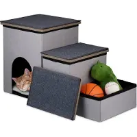 Relaxdays hondentrap kleine hond - 41,5 cm hoog - 3 tredes - inklapbaar - kattentrap
