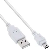 InLine USB 2.0 minikabel, USB A-stekker naar mini B-stekker (5-pins), wit, 0,5m