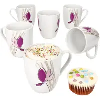 MamboCat Set van 6 koffiemokken handvat VIOLA porselein 6 personen
