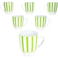 MamboCat Set van 6 SPLIT GREEN porseleinen koffiemokken 6 personen