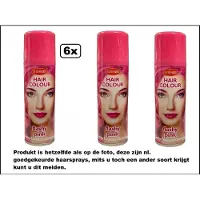 Goodmark 6x Haarverf/haarspray roze/pink 125 ml – Flashy pink - Festival thema feest carnaval haar kleurspray party