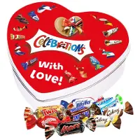 Celebrations Mars geschenkdoos hartje "with love!" - chocolademix - Twix, Bounty, Mars, Snickers, Maltesers, Galaxy & MilkyWay - 120g