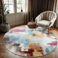 Muratap Picasso artisan vintage rond vloerkleed multi laagpolig- 350 cm