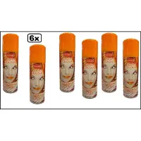 Goodmark 6x Haarverf/haarspray oranje 125 ml - Outrageous Orange - Festival thema feest carnaval haar kleurspray party