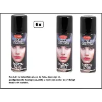 Goodmark 6x Haarverf/haarspray zwart 125 ml - Brilliant black - Festival thema feest carnaval haar kleurspray party
