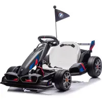 Vrooomy BMW M-Stijl Elektrische Go-Kart 24V – Vanaf 5 jaar – e-Gocart met Verstelbaar Frame & Drift-functie – 24V Accu Kart met LED-Verlichting, Soft-Start & Functionele Rem – Grijs