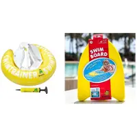 Freds Swim Academy ZWEMSET "KLEUTER" : SWIMTRAINER GEEL (4 tot 8 jaar) + ZWEMPLANK + POMP | DE VEILIGE BABY ZWEMBAND | (Keurmerken: CE-TüV-EN13138-1:2014)