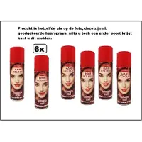 Goodmark 6x Haarverf/haarspray rood 125 ml – Intense Red - Festival thema feest carnaval haar kleurspray party