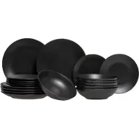 Studio Tavola Serviesset Black Tie 18-delig / 6 personen - 6 ontbijt/dessertborden, 6 diepe borden en 6 dinerborden