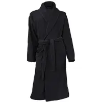 Linnick Wafel Badjas Velour Katoen - black - S