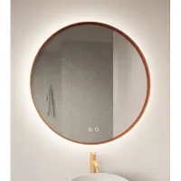 Gliss Design Athena ronde spiegel rosé koper 70cm met verlichting en verwarming