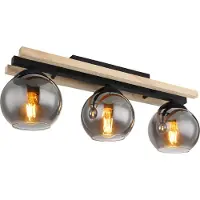 Globo Plafondlamp Conni, dimbaar, alu / grijs / zink, Woon-/ Eetkamer, Hout, plafondlamp hout
