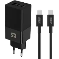Uniq iPhone Snellader 65W - 3 Poorten - Snel Oplaadadapter - USB-C Kabel - Oplader iPhone - Oplader Samsung - Snellader iPhone - Samsung lader - Tablet oplader - Notebook Adapter - Zwart