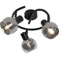 QAZQA Smart plafondspot zwart met smoke glas 3-lichts incl. Wifi P45 - Vidro