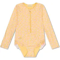 Swim Essentials UV badpak met bloemenprint geel UV zwempak Meisjes Polyester Ronde hals - maat 134/140
