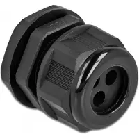 DeLOCK Cable Gland PG21 for round cable with three cable entries black 2 pieces
