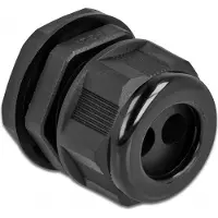 DeLOCK Cable Gland PG21 for round cable with two cable entries black 2 pieces