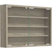 VCM AgisaM glazen vitrines wandmontage 2 schuifdeuren eik decor.