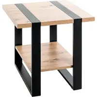 Haku bijzettafel, vierkant, staalbuis met poedercoating, melaminehars-coating, B 450 x D 450 x H 450 mm, zwart/licht eiken