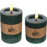 Packlinq LED Pillar kaars Ø7 h. 10 cm mosgroen (1 st)