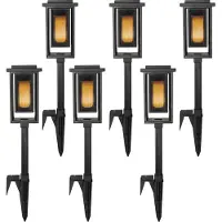 Ks Verlichting set van 6 LED Solar Fakkel Tuinlamp Zwart