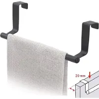 TATKRAFT HORIZON - RVS Kastdeur Handdoekrek - Keukenkast Deur Handdoek/Vaatdoek Houder Rek Stang Hanger - Towel Rack Kast Deurhanger Deurhaak Keuken - Handdoekstang - Mat Zwart - 23CM