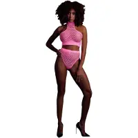 Ouch! Shots - Ouch! OU833GPNOS - Turtle Neck and High Waist Slip - Pink - XS/XL