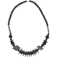 Behave – Ketting – Hout – Zwart Bruin Schijfkralen – 48 cm – Handgemaakt