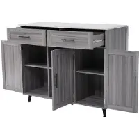 Merax Keukenwagen met Uitklapbaar Werkblad – Servieswagen met Opbergruimte – 129x46x91,5 cm – Zwart met Khaki Grijs en Wit – Mobiel of Vast Gebruik
