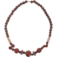 Behave – Ketting – Hout – Bruin;Rood – 48 cm – Nikkelvrij – Handgemaakt