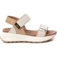 Xti Dames Sandalen 143874 beige (40), 3 tot 5 cm, Klittenband, Casual 14387403-BEIGE