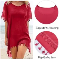 Karma Chiffon Strandkleding Vrouwen Strand Bikini Cover Up Kwastje Strand Jurk V-hals Badmode Zomer Casual Badpak