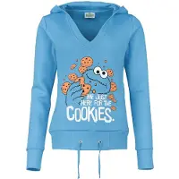 Sesame Street Trui met capuchon - Just Here For The Cookies - S - voor Vrouwen - blauw | Maat S