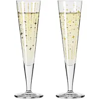 Ritzenhoff Champagne Glazen - Sterren Design Goud - 2 Stuks - Kristalglas - 205 ml - Champagneglas - Champagne Flute