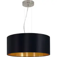Eglo Maserlo Hanglamp - 3 lichts - E27 - Ø 53 cm - Stof - Zwart, Goud