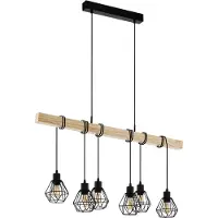 Eglo Townshend 5 Hanglamp - E27 - 100 cm - Zwart/Bruin - FSC Hout